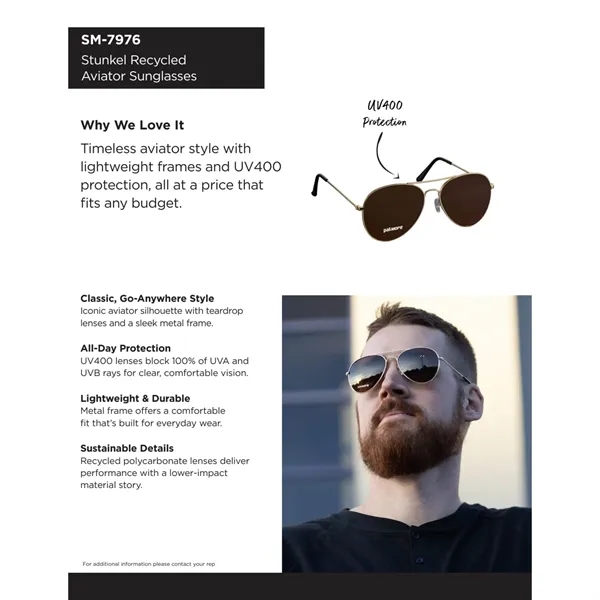 Stunkel Recycled Aviator Sunglasses... from ASI 66887 PCNA / Bullet