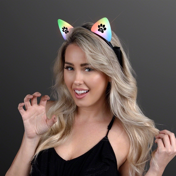 Blank or imprinted. Blinking LED Cat Ears Headband... from ASI 34194 ALightPromos / Alight Promotional Products