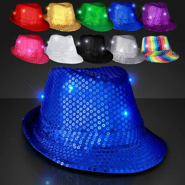 Custom shiny fedora hats with flashing lights.... from ASI 34194 ALightPromos / Alight Promotional Products