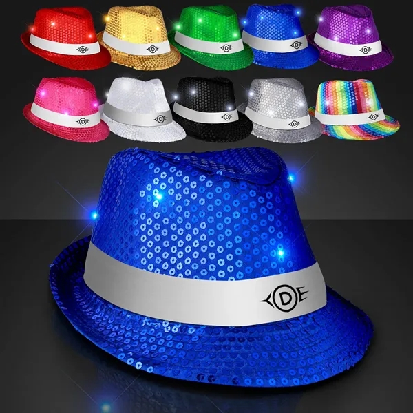 Custom shiny fedora hats with flashing lights.... from ASI 34194 ALightPromos / Alight Promotional Products