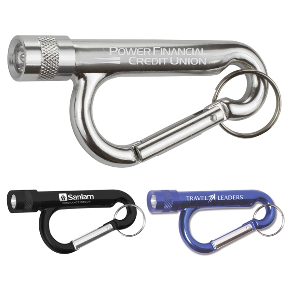 Metal carabiner flashlight with split ring.... from ASI 62660 Innovation Line