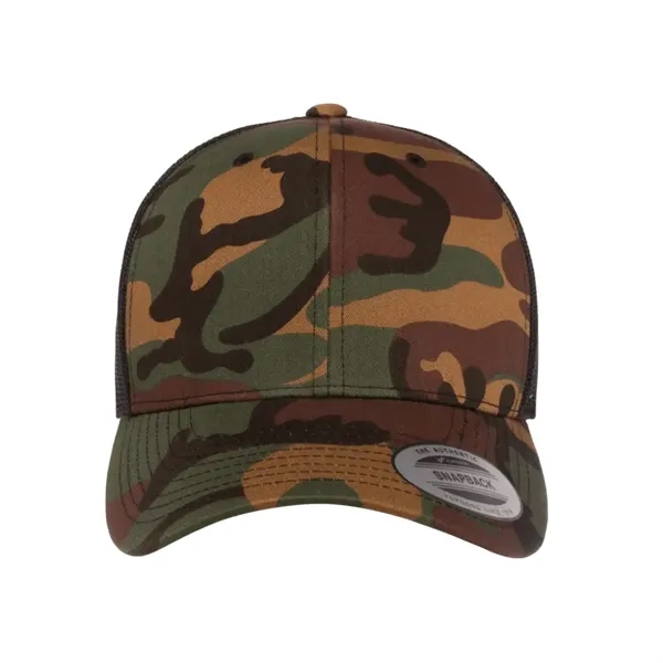 Camo Flexfit trucker cap with structured fit, perfect for outdoor use,... from ASI 72657 Active Life Promo / Active Life