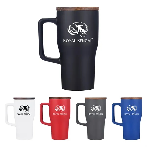 18 oz. Ceramic mug with wood lid.... from ASI 57956 Graphco line