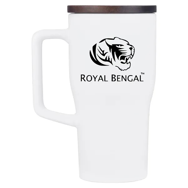 18 oz. Ceramic mug with wood lid.... from ASI 57956 Graphco line