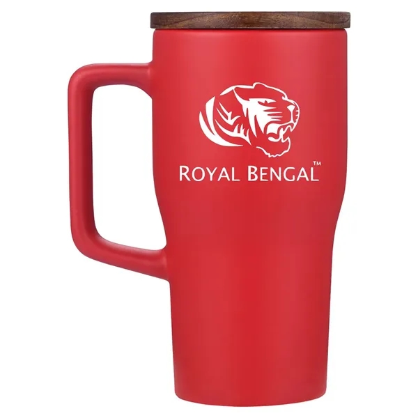 18 oz. Ceramic mug with wood lid.... from ASI 57956 Graphco line