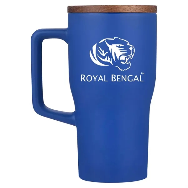 18 oz. Ceramic mug with wood lid.... from ASI 57956 Graphco line