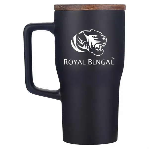 18 oz. Ceramic mug with wood lid.... from ASI 57956 Graphco line