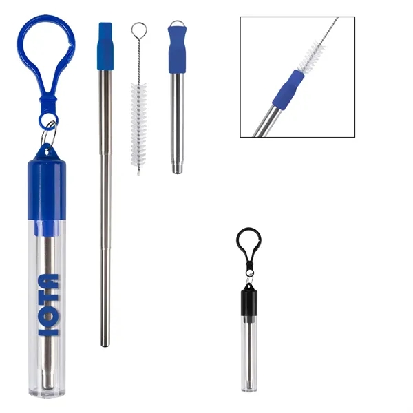 9" collapsible, reusable stainless steel straw with silicone tip and wire... from ASI 61125 Hit Promotional Products / Hit®