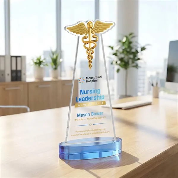 Caduceus VividPrint™ Award on Alberton Base - Sky Blue... from ASI 84592 St Regis Group / St Regis
