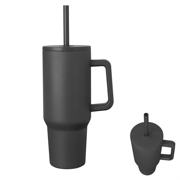 40-ounce stainless steel travel tumbler with a lid, straw hole, straw... from ASI 61125 Hit Promotional Products / Hit®