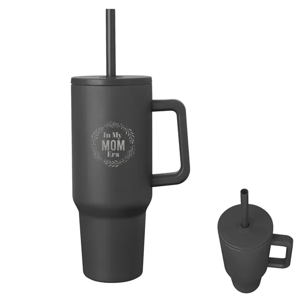 40-ounce stainless steel travel tumbler with a lid, straw hole, straw... from ASI 61125 Hit Promotional Products / Hit®