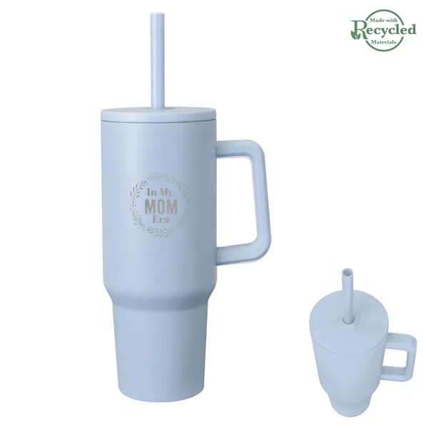 40-ounce stainless steel travel tumbler with a lid, straw hole, straw... from ASI 61125 Hit Promotional Products / Hit®