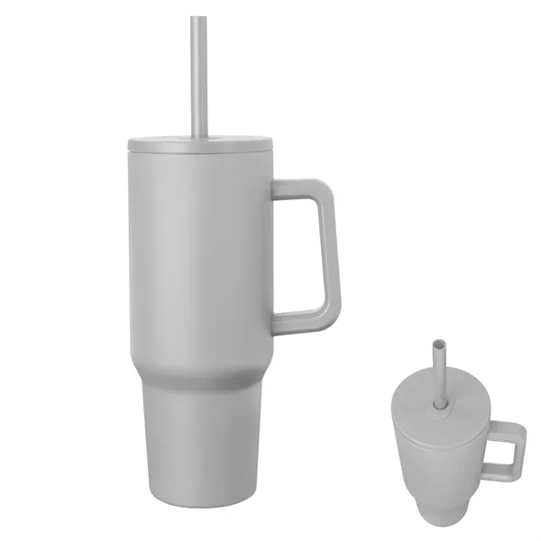40-ounce stainless steel travel tumbler with a lid, straw hole, straw... from ASI 61125 Hit Promotional Products / Hit®