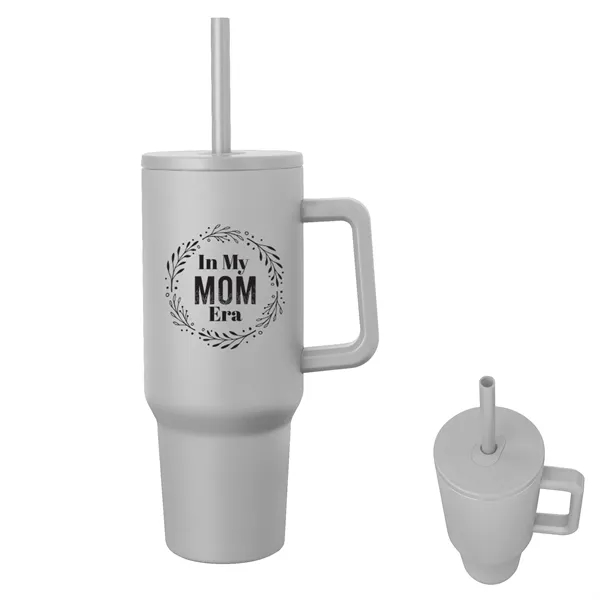 40-ounce stainless steel travel tumbler with a lid, straw hole, straw... from ASI 61125 Hit Promotional Products / Hit®