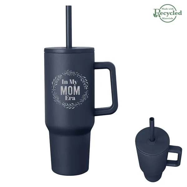 40-ounce stainless steel travel tumbler with a lid, straw hole, straw... from ASI 61125 Hit Promotional Products / Hit®
