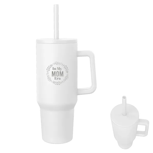 40-ounce stainless steel travel tumbler with a lid, straw hole, straw... from ASI 61125 Hit Promotional Products / Hit®