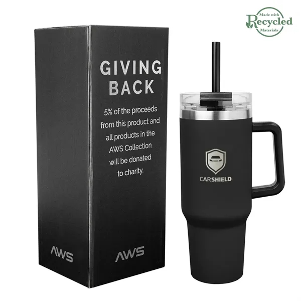 40 ounce stainless steel tumbler with a handle, double-wall construction, lid,... from ASI 61125 Hit Promotional Products / Hit®