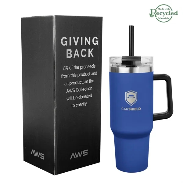 40 ounce stainless steel tumbler with a handle, double-wall construction, lid,... from ASI 61125 Hit Promotional Products / Hit®