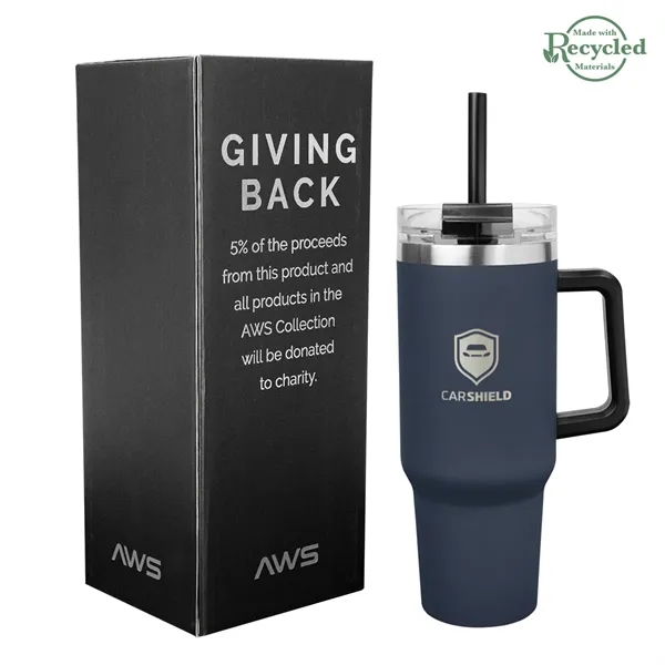 40 ounce stainless steel tumbler with a handle, double-wall construction, lid,... from ASI 61125 Hit Promotional Products / Hit®