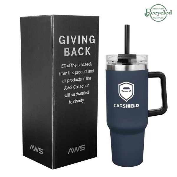 40 ounce stainless steel tumbler with a handle, double-wall construction, lid,... from ASI 61125 Hit Promotional Products / Hit®