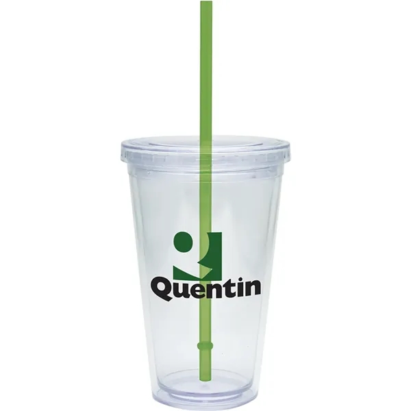 16 oz. double-walled clear tumbler with color straw and lid.... from ASI 71920 Moderne Glass Company Inc / Glass America®