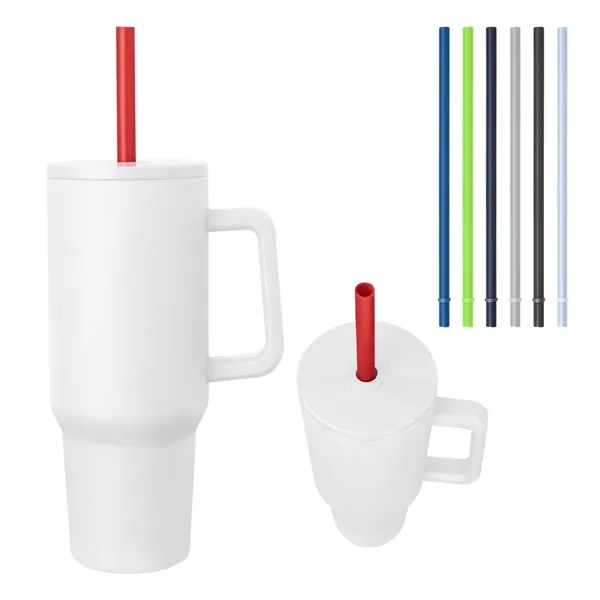 40 oz. double wall constructed stainless steel tumbler with lid, straw... from ASI 61125 Hit Promotional Products / Hit®