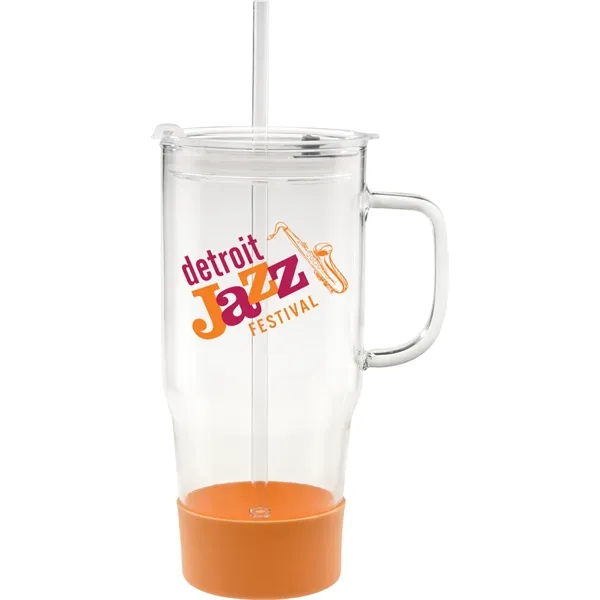 40 oz. borosilicate glass Cafe America Mug with non-slip silicone base,... from ASI 71920 Moderne Glass Company Inc / Glass America®
