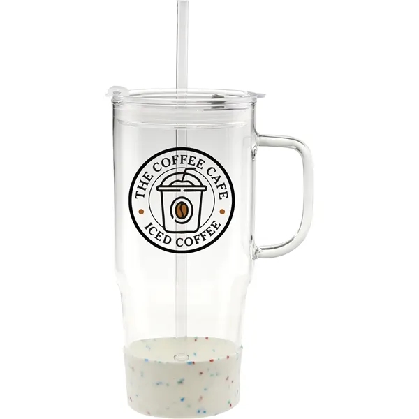 40 oz. borosilicate glass Cafe America Mug with non-slip silicone base,... from ASI 71920 Moderne Glass Company Inc / Glass America®