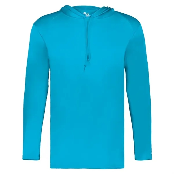 Long sleeve t-shirt paneled shoulder for maximum movement, Self- fabric hood... from ASI 37461 Augusta Sportswear / Badger Sport