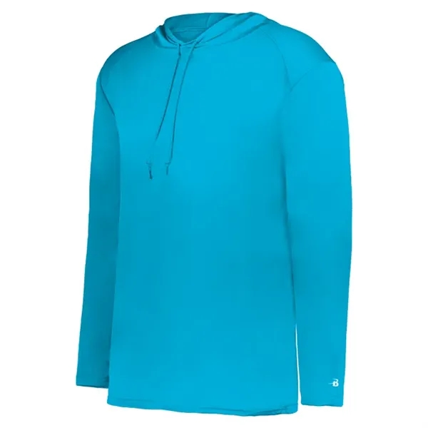Long sleeve t-shirt paneled shoulder for maximum movement, Self- fabric hood... from ASI 37461 Augusta Sportswear / Badger Sport