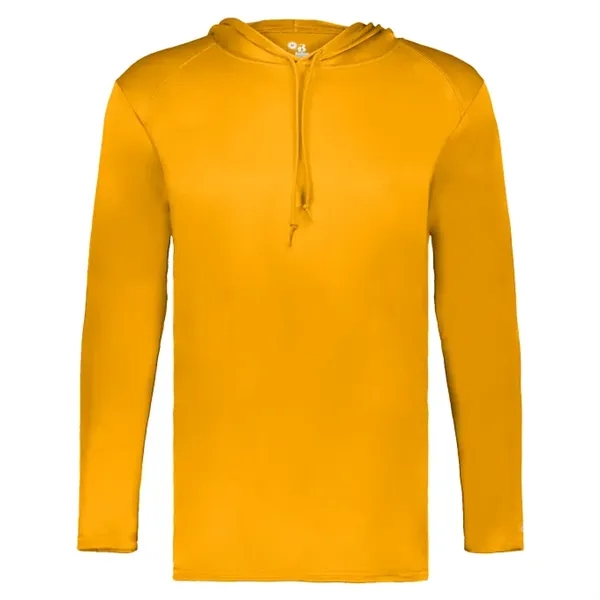 Long sleeve t-shirt paneled shoulder for maximum movement, Self- fabric hood... from ASI 37461 Augusta Sportswear / Badger Sport