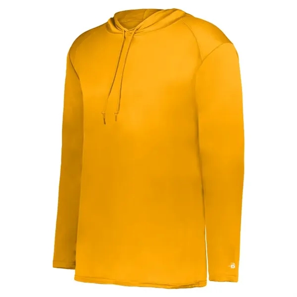 Long sleeve t-shirt paneled shoulder for maximum movement, Self- fabric hood... from ASI 37461 Augusta Sportswear / Badger Sport