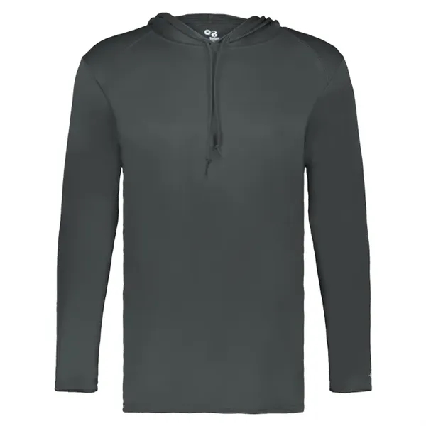 Long sleeve t-shirt paneled shoulder for maximum movement, Self- fabric hood... from ASI 37461 Augusta Sportswear / Badger Sport