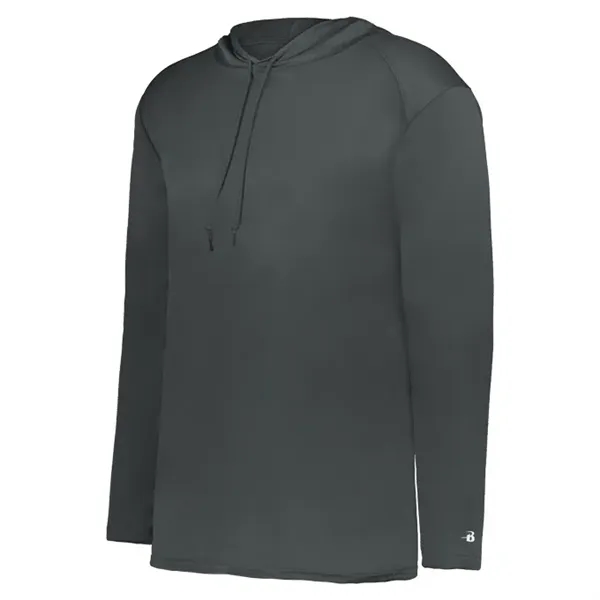 Long sleeve t-shirt paneled shoulder for maximum movement, Self- fabric hood... from ASI 37461 Augusta Sportswear / Badger Sport