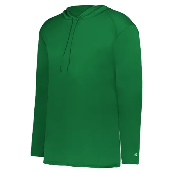 Long sleeve t-shirt paneled shoulder for maximum movement, Self- fabric hood... from ASI 37461 Augusta Sportswear / Badger Sport