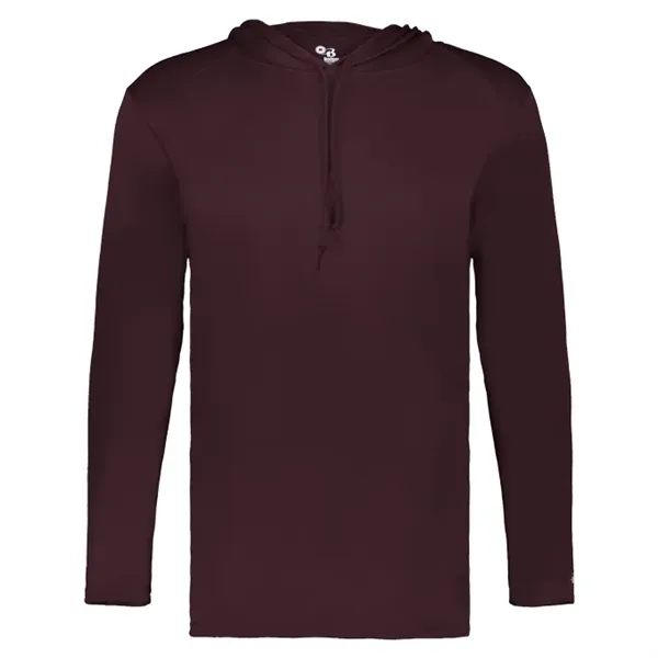 Long sleeve t-shirt paneled shoulder for maximum movement, Self- fabric hood... from ASI 37461 Augusta Sportswear / Badger Sport