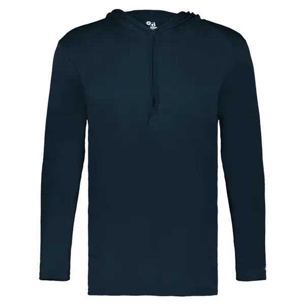 Long sleeve t-shirt paneled shoulder for maximum movement, Self- fabric hood... from ASI 37461 Augusta Sportswear / Badger Sport