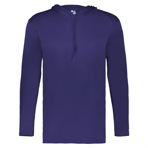 Long sleeve t-shirt paneled shoulder for maximum movement, Self- fabric hood... from ASI 37461 Augusta Sportswear / Badger Sport
