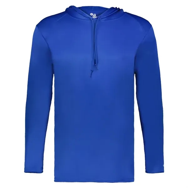 Long sleeve t-shirt paneled shoulder for maximum movement, Self- fabric hood... from ASI 37461 Augusta Sportswear / Badger Sport