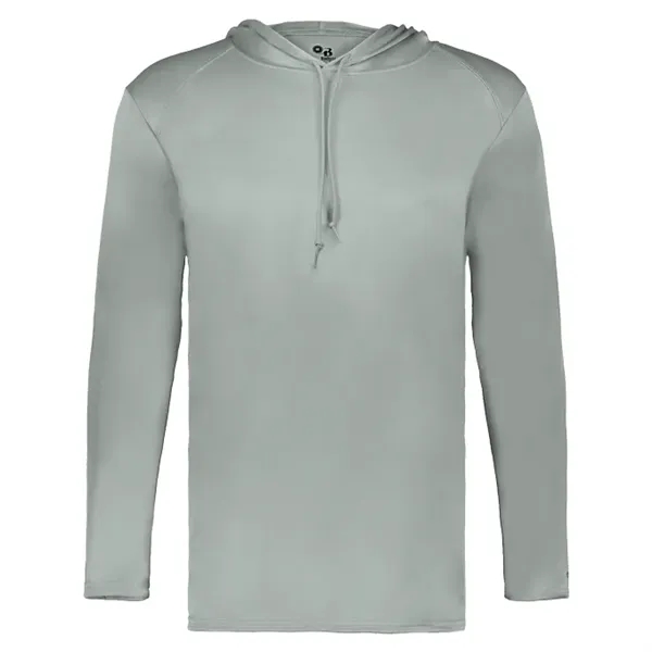 Long sleeve t-shirt paneled shoulder for maximum movement, Self- fabric hood... from ASI 37461 Augusta Sportswear / Badger Sport