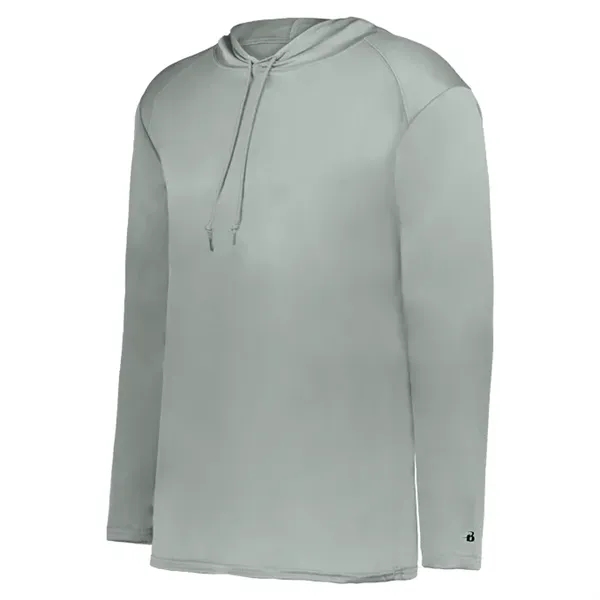 Long sleeve t-shirt paneled shoulder for maximum movement, Self- fabric hood... from ASI 37461 Augusta Sportswear / Badger Sport