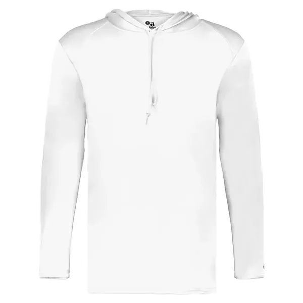 Long sleeve t-shirt paneled shoulder for maximum movement, Self- fabric hood... from ASI 37461 Augusta Sportswear / Badger Sport