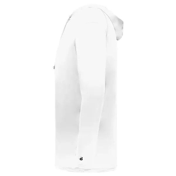 Long sleeve t-shirt paneled shoulder for maximum movement, Self- fabric hood... from ASI 37461 Augusta Sportswear / Badger Sport