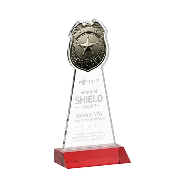 Item #AWARD AWS425-R Police Badge Award - Red