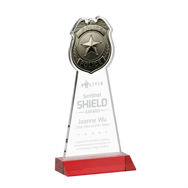 Item #AWARD AWS425-R Police Badge Award - Red
