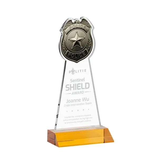 Item #AWARD AWS425-A Police Badge Award - Amber