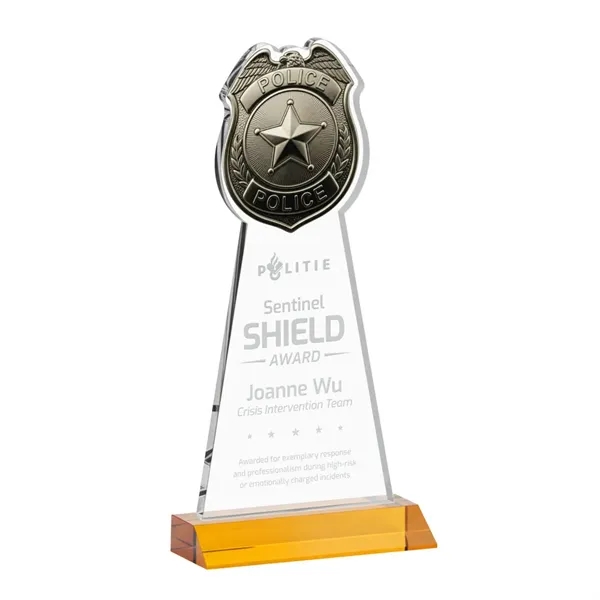 Item #AWARD AWS425-A Police Badge Award - Amber