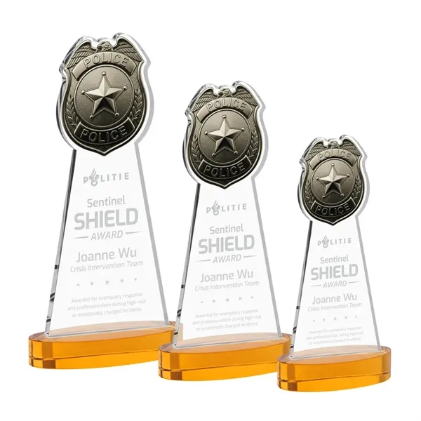 Item #AWS4255-A Police Badge Award on Alberton Base - Amber