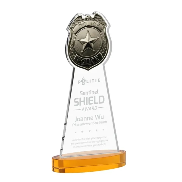 Item #AWS4255-A Police Badge Award on Alberton Base - Amber