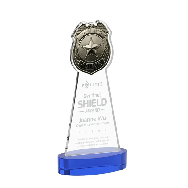 Item #AWS4255-L Police Badge Award on Alberton Base - Blue